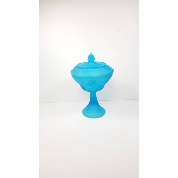 Vintage Colony Blue Satin Wedding Bowl with Lid Harvest - Picture 1 of 5